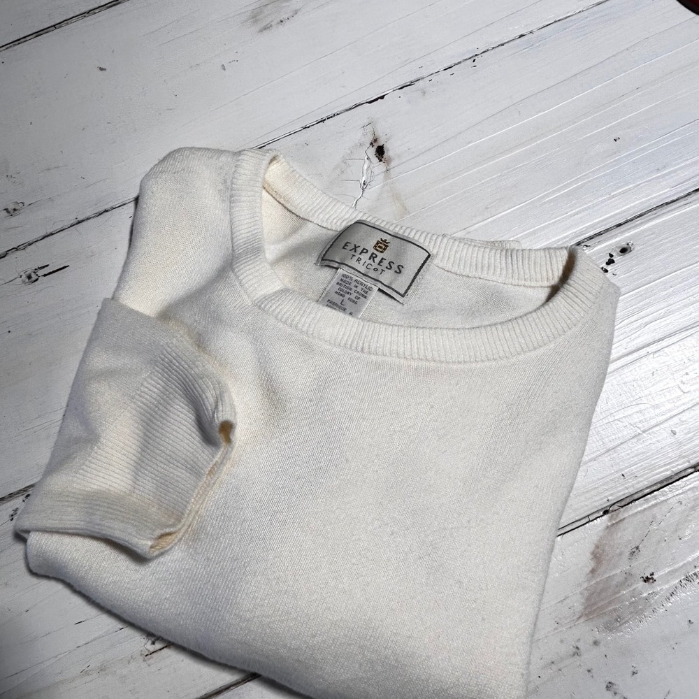 Express Tricot Cream Cable Knit Long Sleeve Sweater Size L
